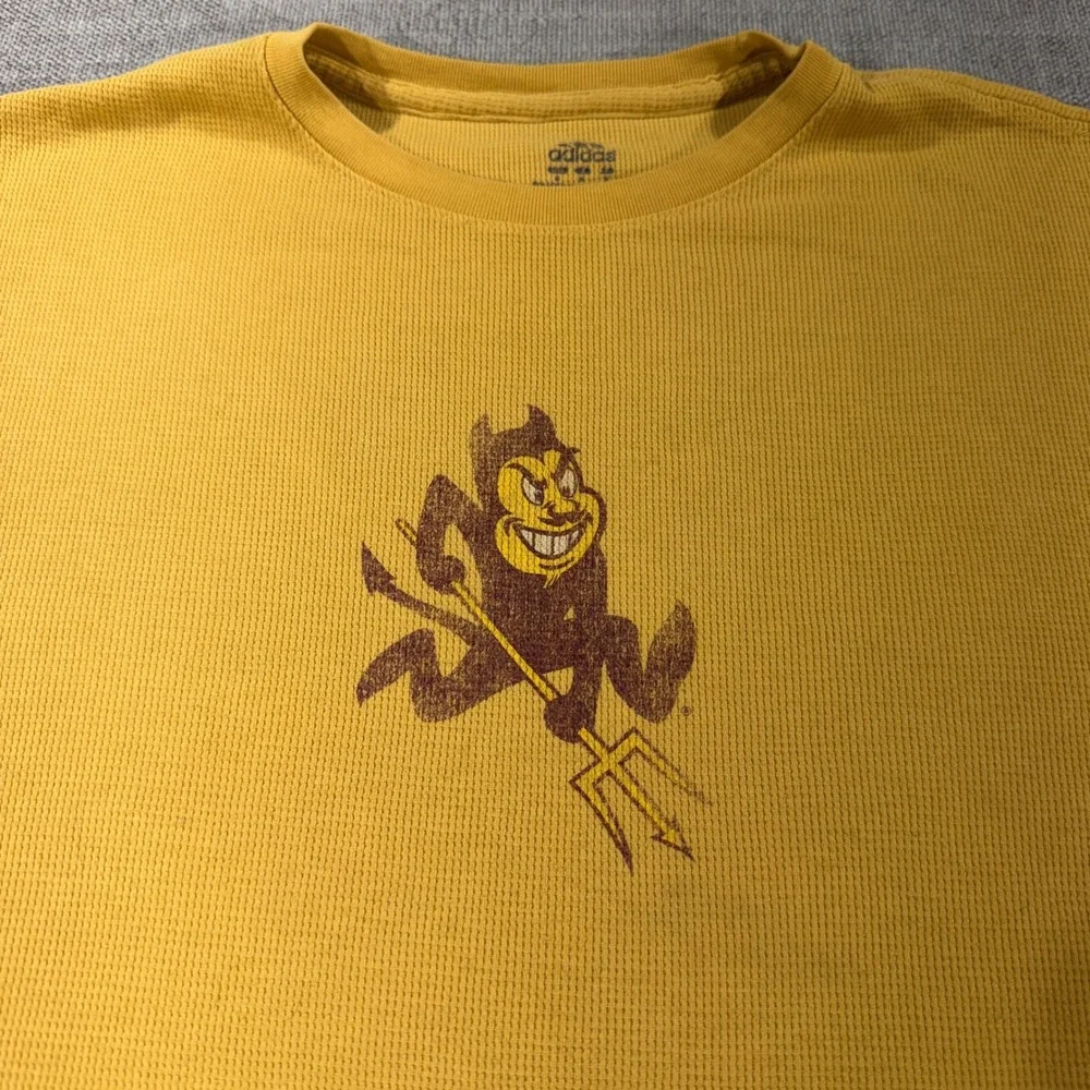Adidas Arizona State Sun Devils Thermal Shirt Mens M Gold Good Sparky Graphic